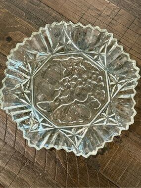Vintage Federal Glass Pioneer Pattern 11" Clear Serving Bowl Crimped Edge.